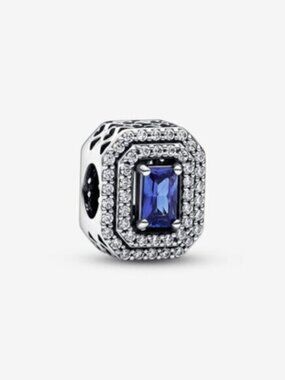 Pandora Blue Sparkling Leveled Rectangular Charm